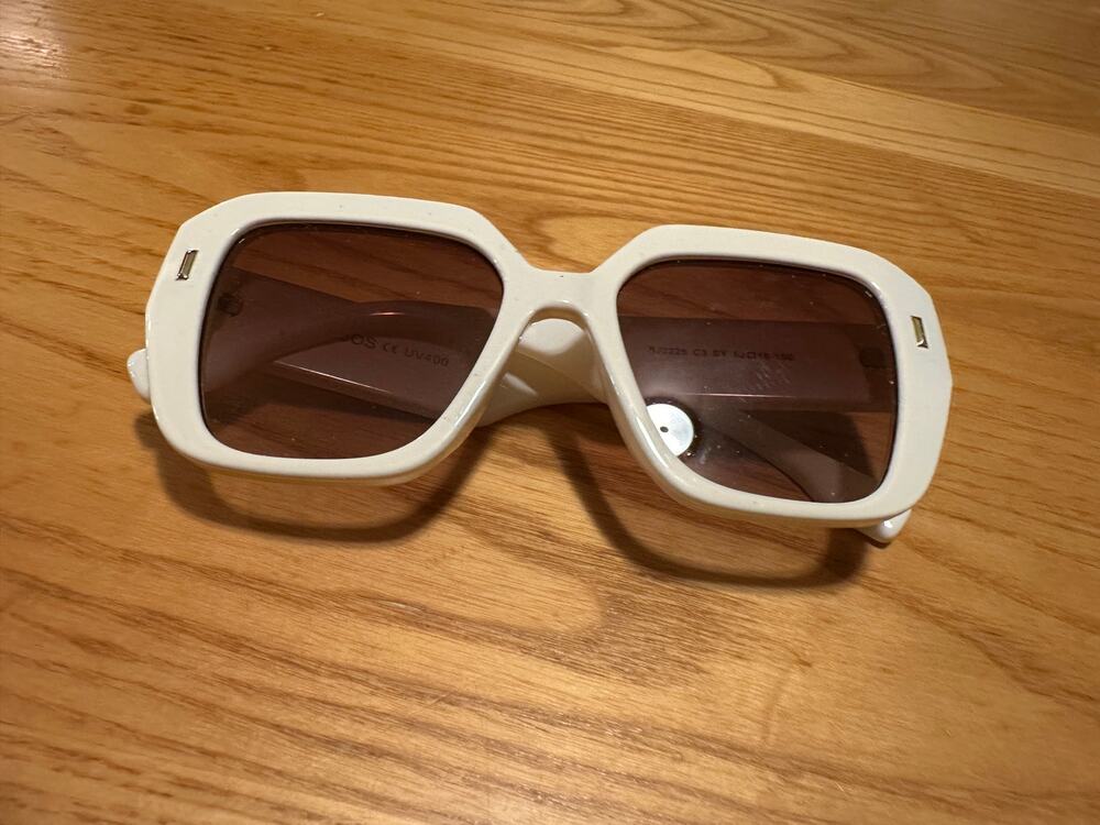 SOJOS White Square Thick Frame Sunglasses UV400 Brown Gradient Lens Trendy Y2K